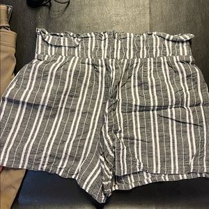 Womens Striped Paperbag Shorts
